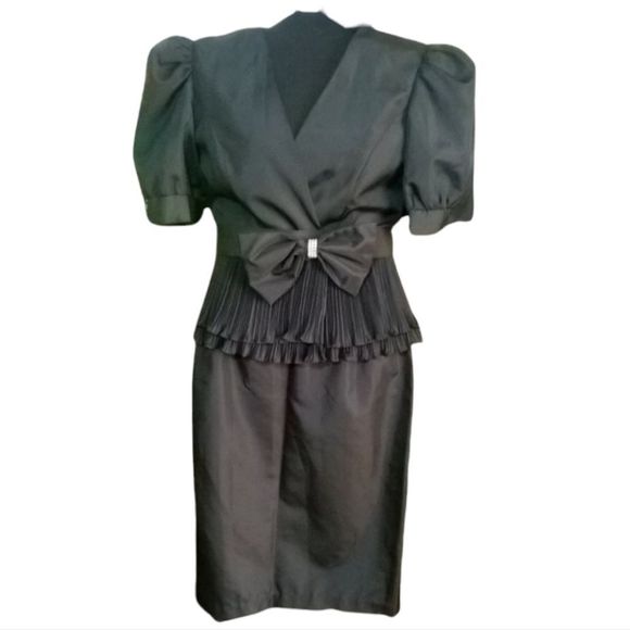 Opening Night Jackets & Blazers - Vintage 80's Black Skirt & Jacket Set By Opening Night